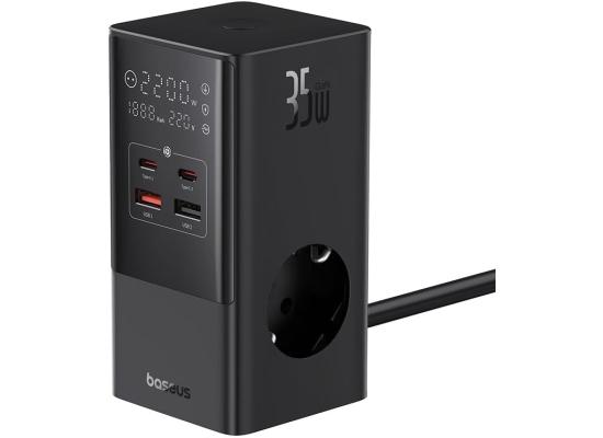 Baseus Power Combo Tower Digital Power Strip 3AC+2U+2C 35W with 1.5m Power Cord EU Cluster - Black